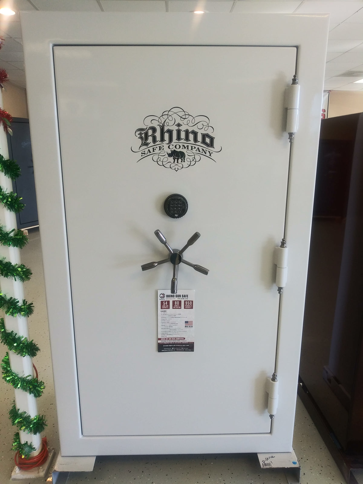 Rhino CD Safe Series | 54 | 80 Minute Fire Protection | White Pearl Gloss | Black Chrome Electronic Lock | 72&quot;(H) x 42&quot;(W) x 27&quot;(D)