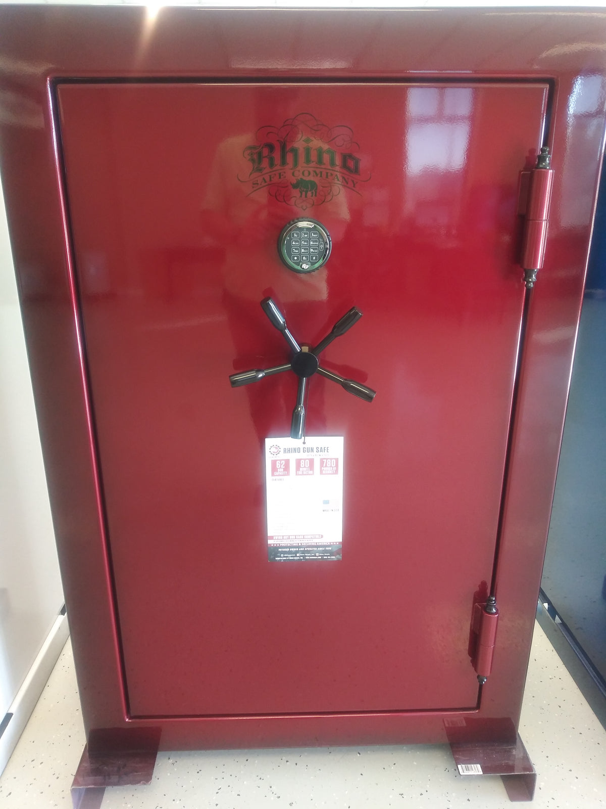 Rhino CD Safe Series | 54 | 80 Minute Fire Protection | Crimson Two-Tone Gloss | Black Electronic Lock | 60&quot;(H) x 40&quot;(W) x 25&quot;(D)