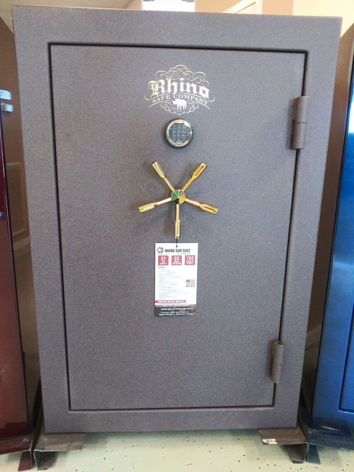 Rhino CD Safe Series | 54 | 80 Minute Fire Protection | Cherrystone Textured | Brass Electronic Lock | 60&quot;(H) x 40&quot;(W) x 25&quot;(D)